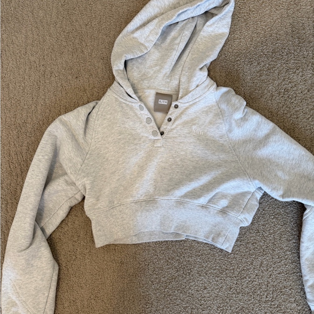 Kith Light Gray Cropped Hoodie